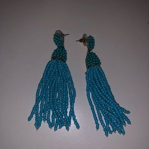 Turquoise Beaded Fringe Earrings